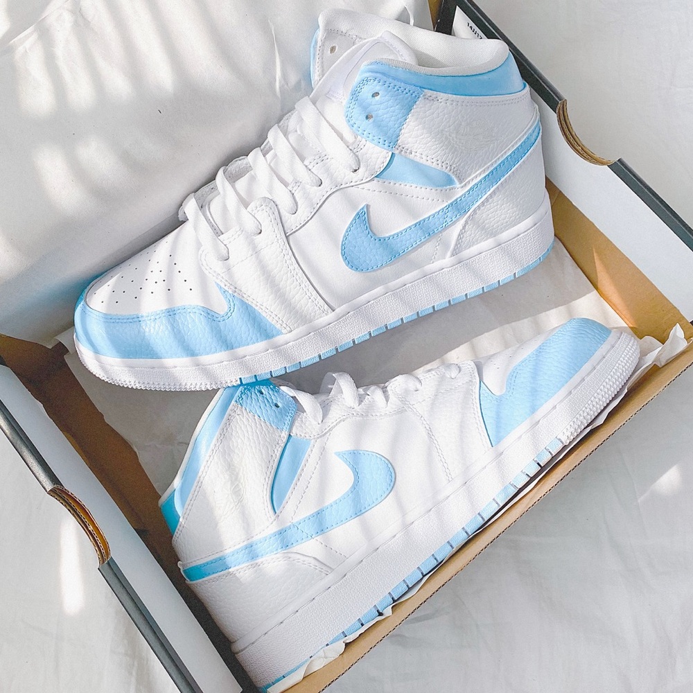 Nike custom air jordan 1 mid sneakers - Picture 1 of 4